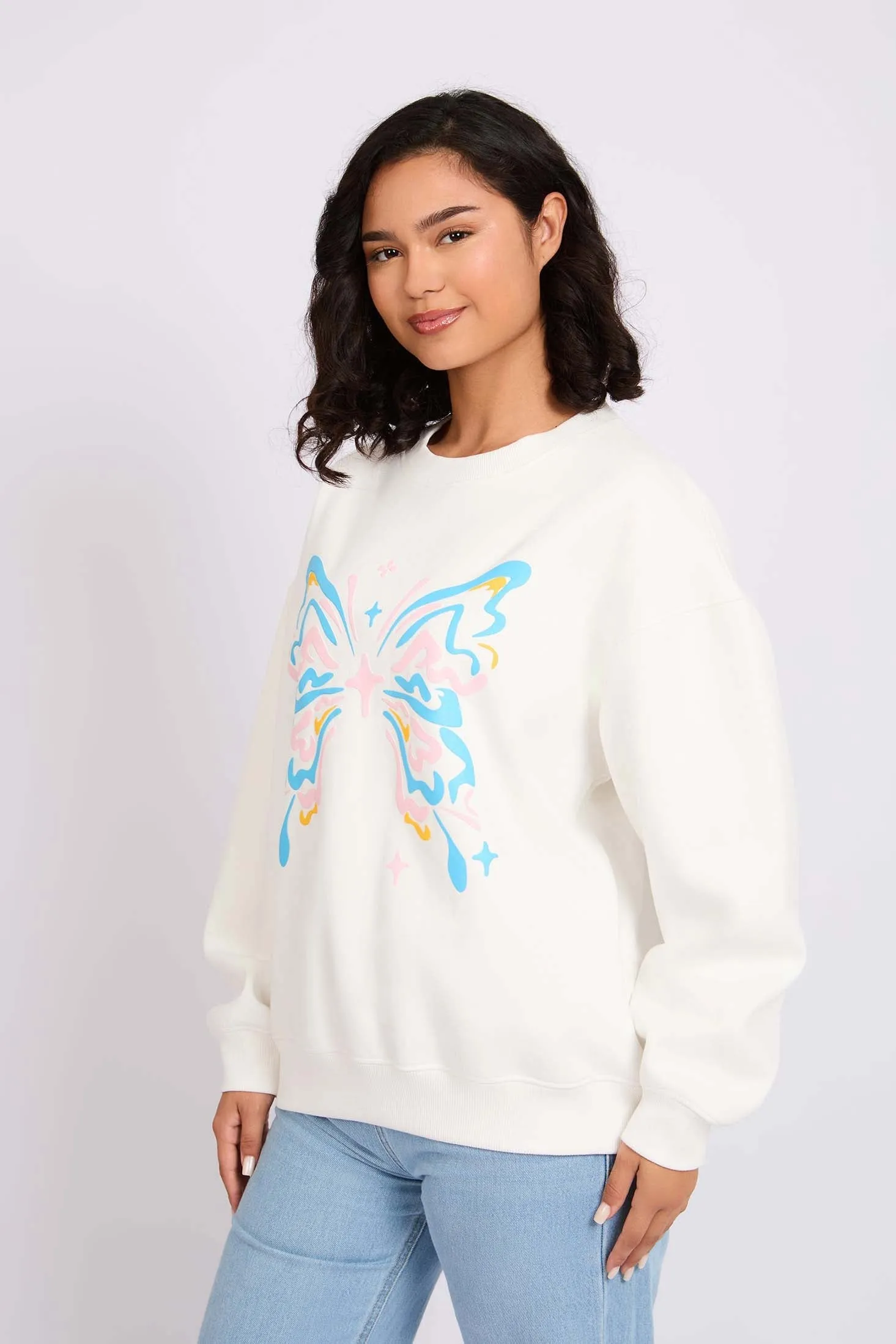 Women Sweat Shirt Loose Fit Offwhite