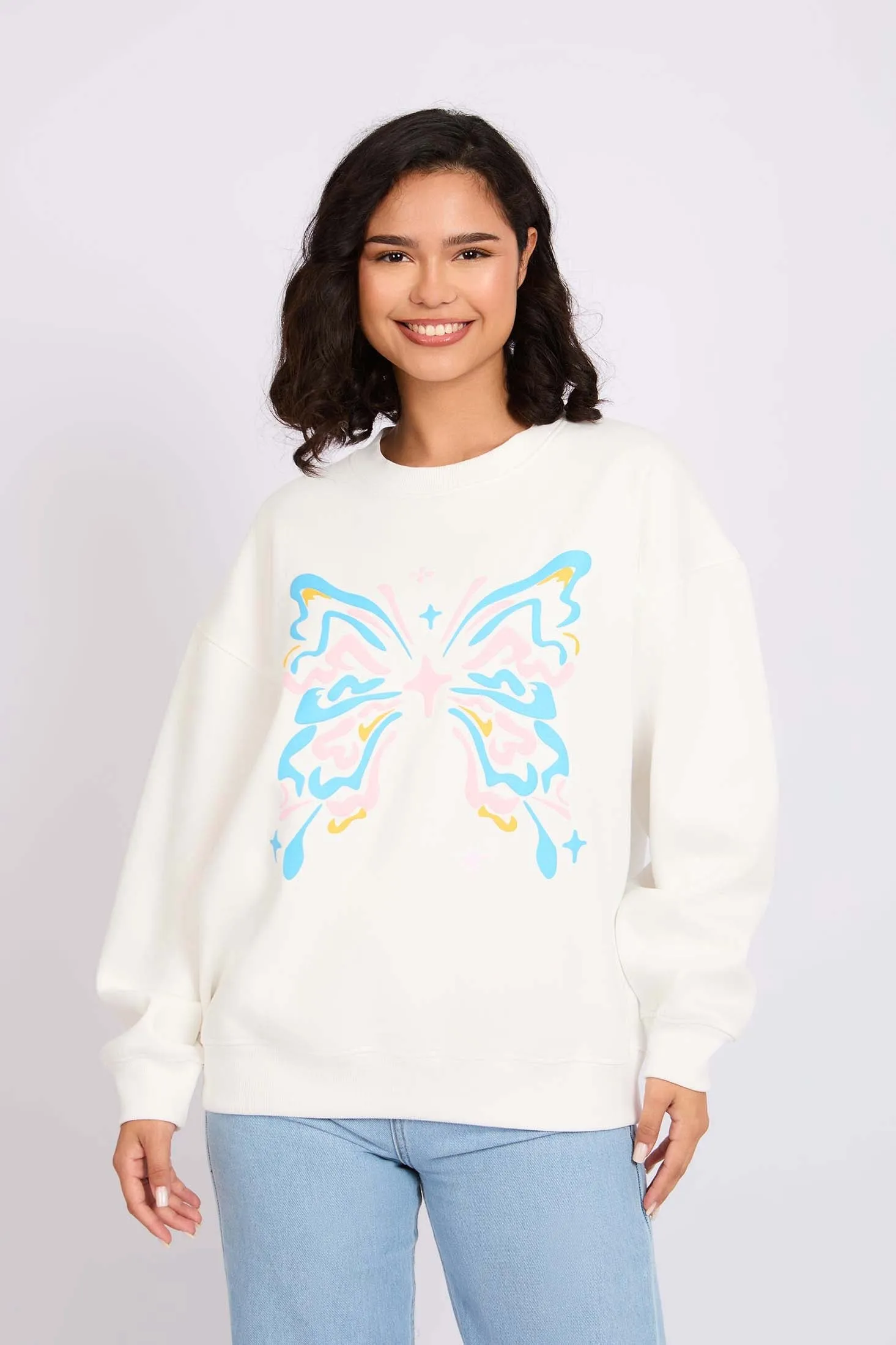 Women Sweat Shirt Loose Fit Offwhite