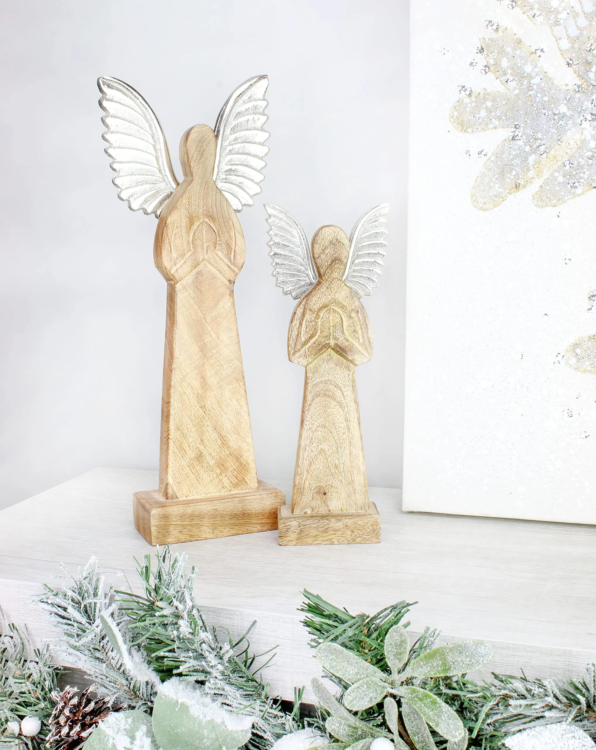 Wooden Angel Christmas Statues (Case of 12 Sets)
