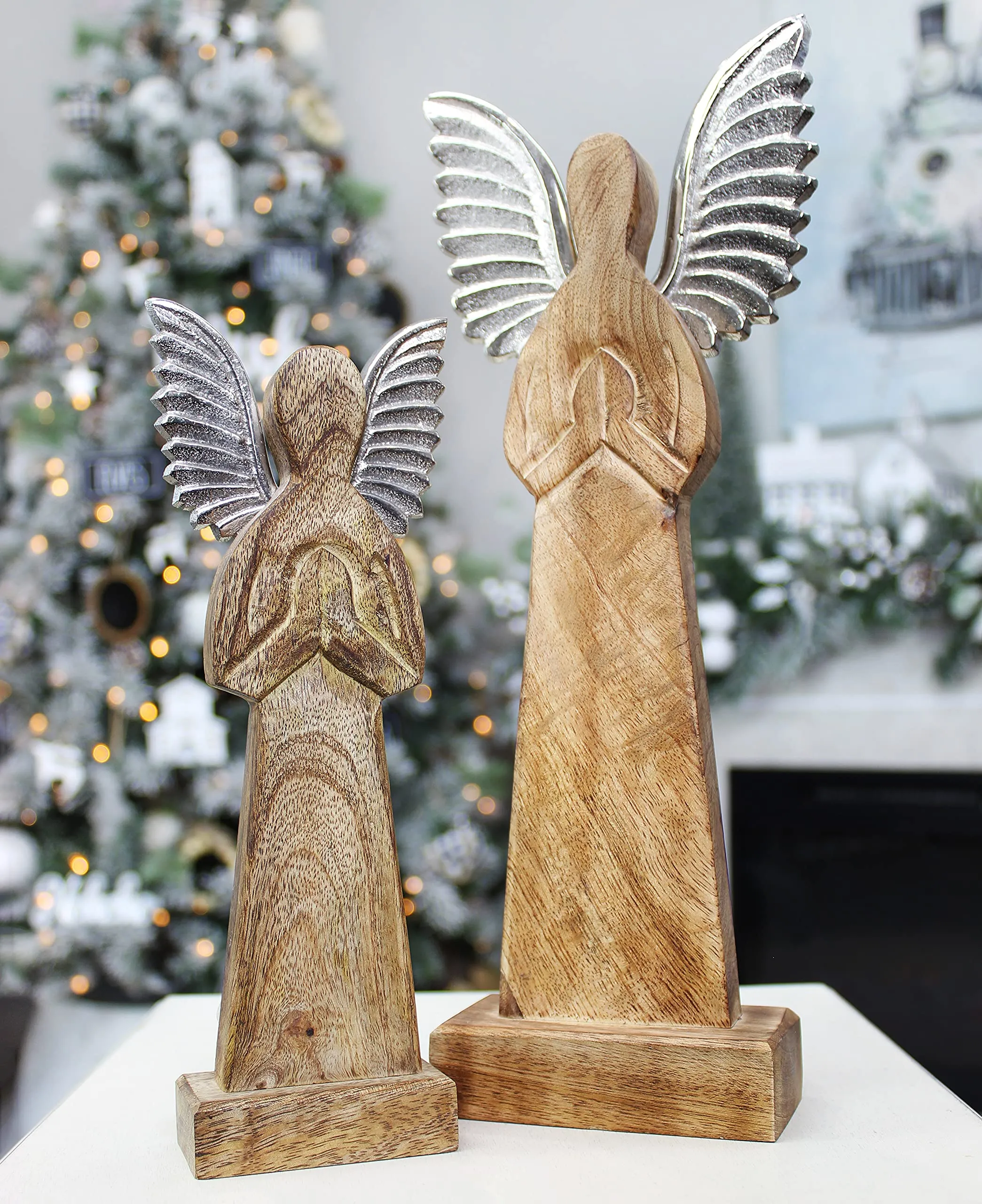 Wooden Angel Christmas Statues (Case of 12 Sets)