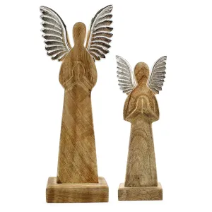 Wooden Angel Christmas Statues (Case of 12 Sets)