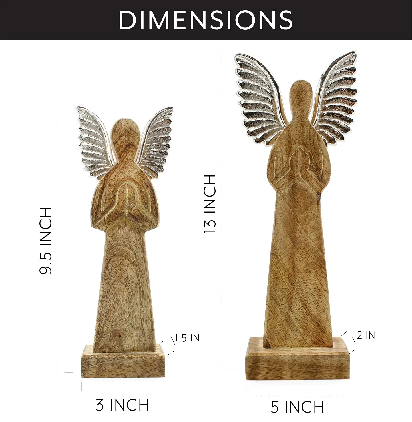 Wooden Angel Christmas Statues (Case of 12 Sets)