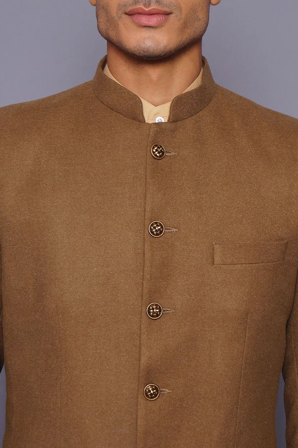 Wool Brown Bandhgala