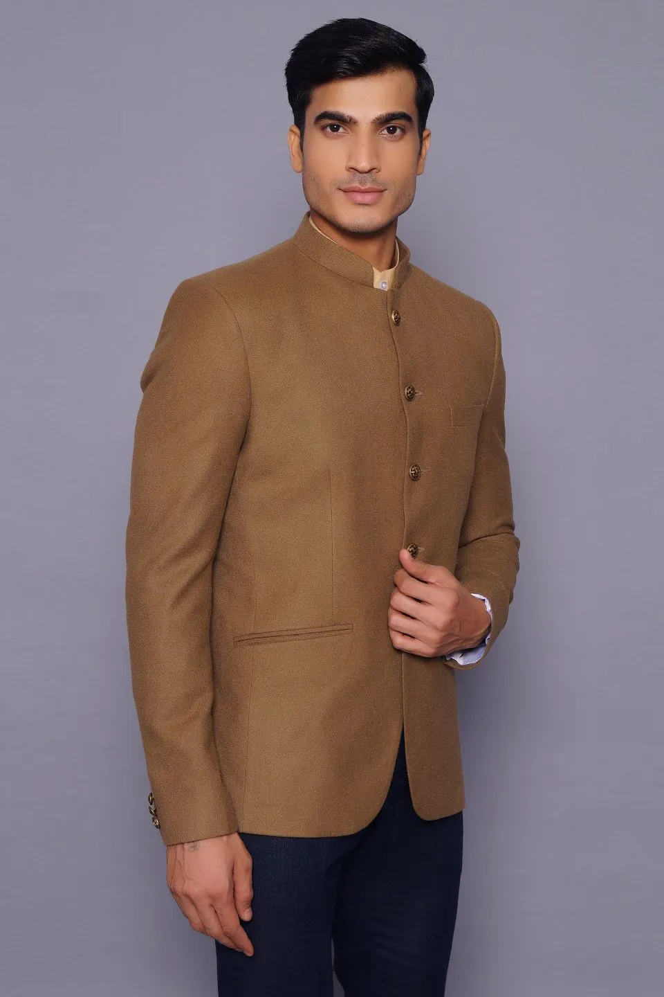 Wool Brown Bandhgala
