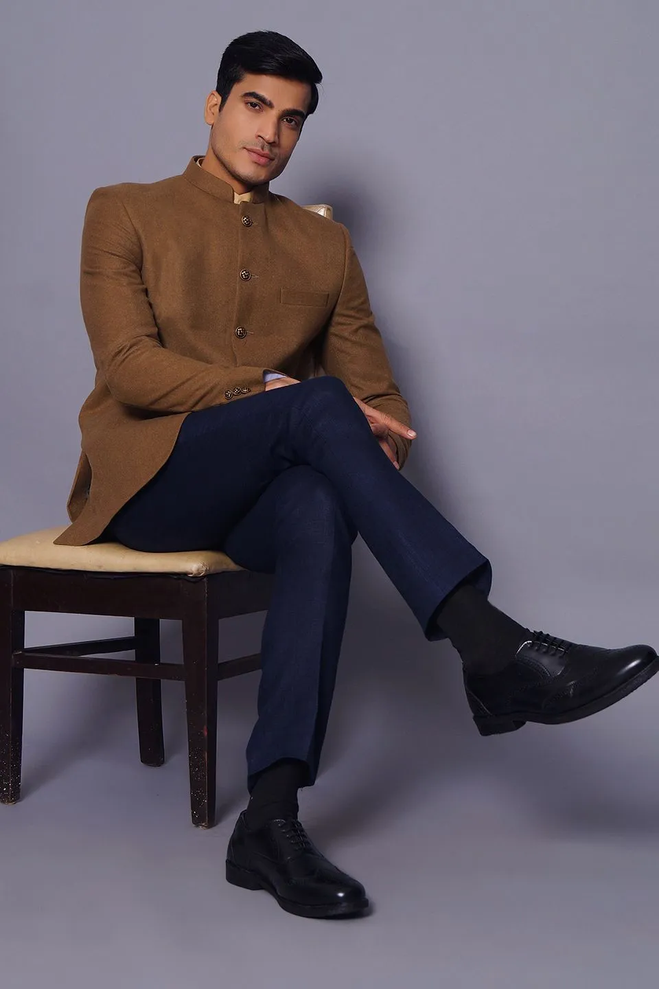 Wool Brown Bandhgala