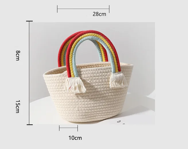 Woven Rainbow Basket Bag