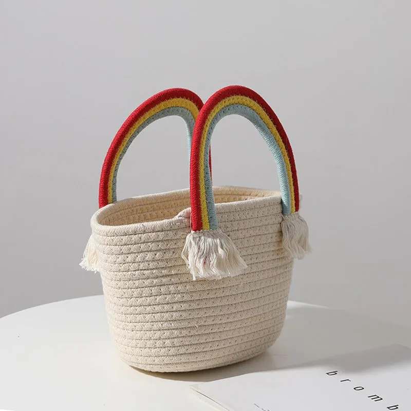 Woven Rainbow Basket Bag