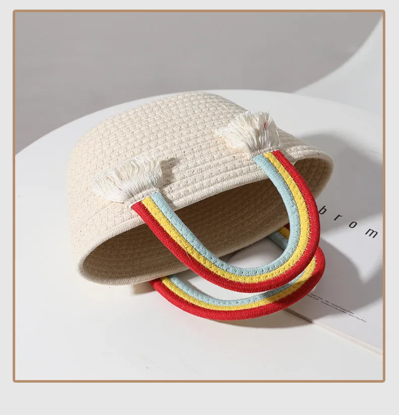Woven Rainbow Basket Bag