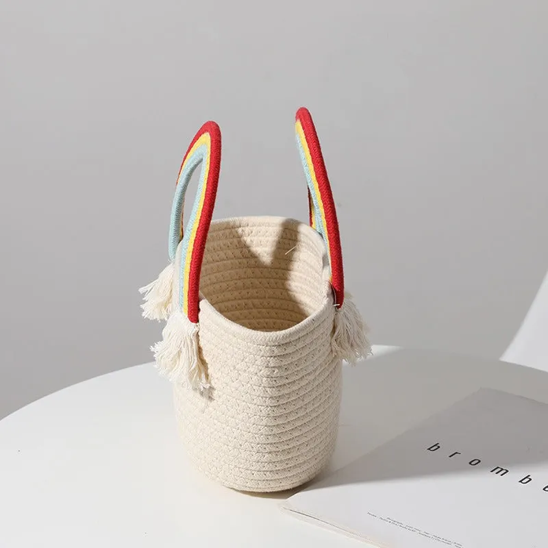 Woven Rainbow Basket Bag