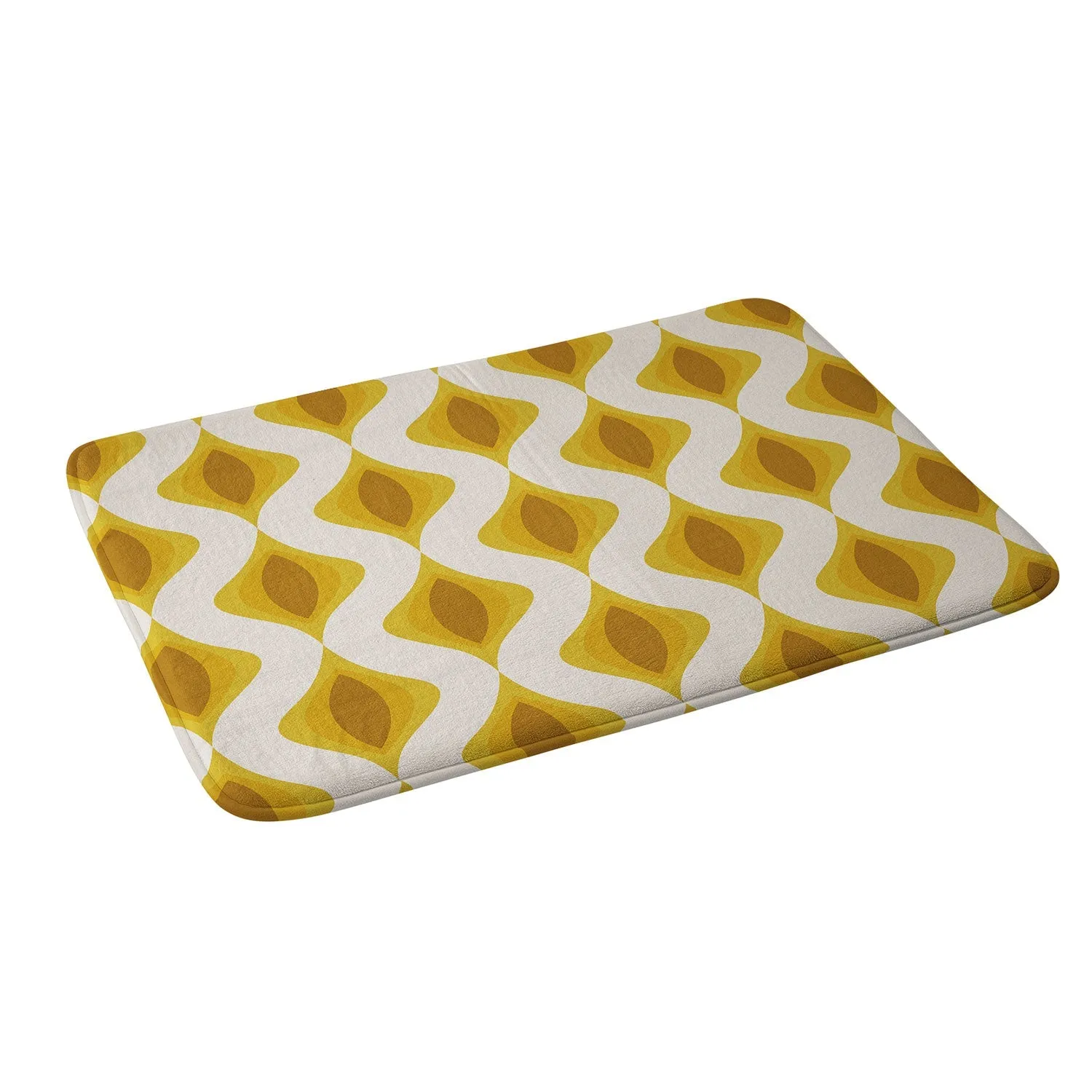 YELLOW ORNAMENTS MEMORY FOAM BATH MAT