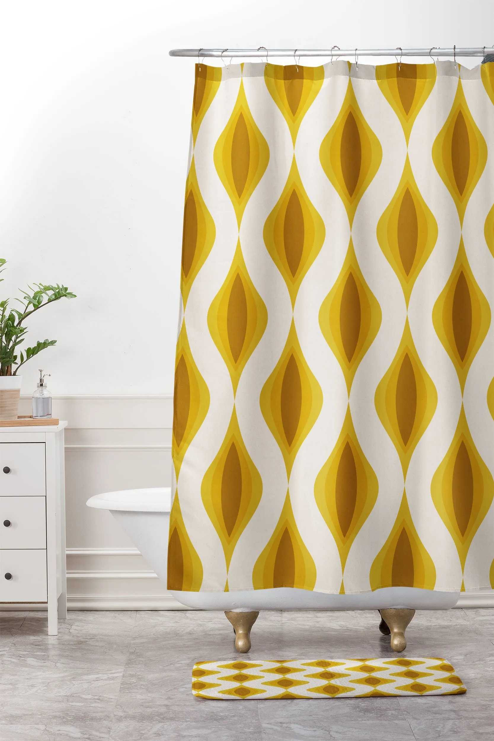 YELLOW ORNAMENTS MEMORY FOAM BATH MAT