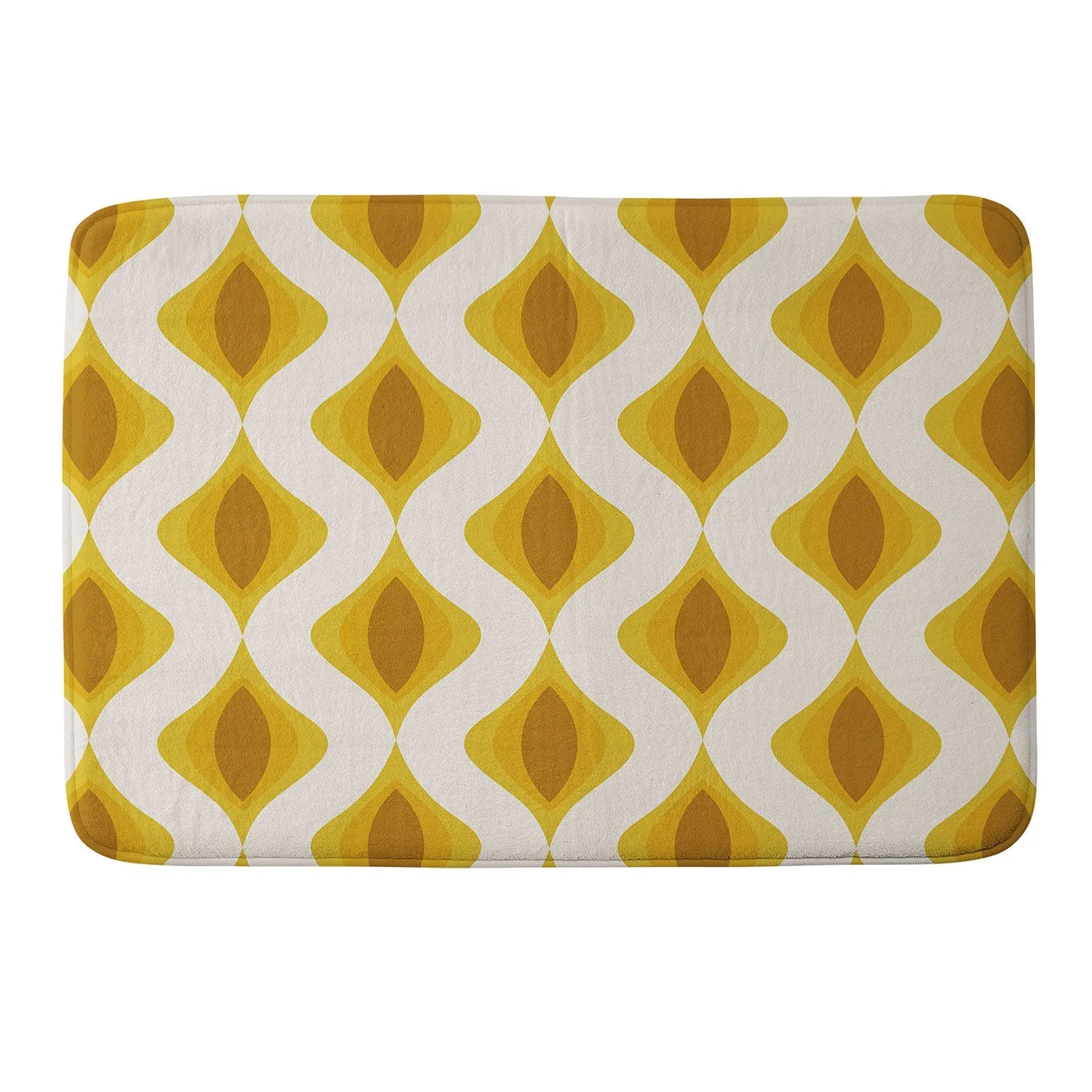 YELLOW ORNAMENTS MEMORY FOAM BATH MAT
