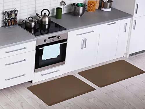 ZVV 2PCS Kitchen Mat Cushioned Anti Fatigue Kitchen Rug,17.3" X 30", Waterproof Non Slip Memory Foam Kitchen Mats and Rugs Heavy Duty Ergonomic Comfort Rugs for Kitchen,Floor Home,Office,Sink,Laundry