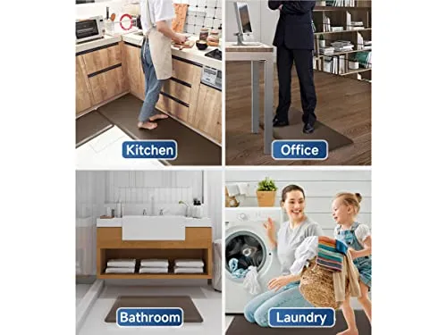 ZVV 2PCS Kitchen Mat Cushioned Anti Fatigue Kitchen Rug,17.3" X 30", Waterproof Non Slip Memory Foam Kitchen Mats and Rugs Heavy Duty Ergonomic Comfort Rugs for Kitchen,Floor Home,Office,Sink,Laundry