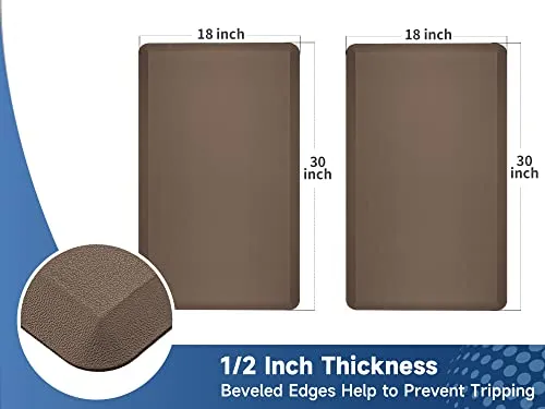 ZVV 2PCS Kitchen Mat Cushioned Anti Fatigue Kitchen Rug,17.3" X 30", Waterproof Non Slip Memory Foam Kitchen Mats and Rugs Heavy Duty Ergonomic Comfort Rugs for Kitchen,Floor Home,Office,Sink,Laundry